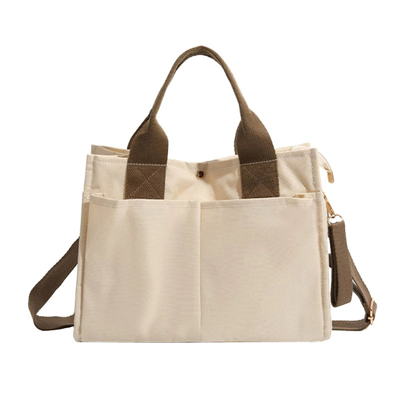 Bagviera canvas work tote bag, cream, gallery view 3