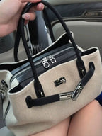 Aria Structured Tote, oatmeal lock