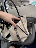 Aria Structured Tote, oatmeal zipper pocket