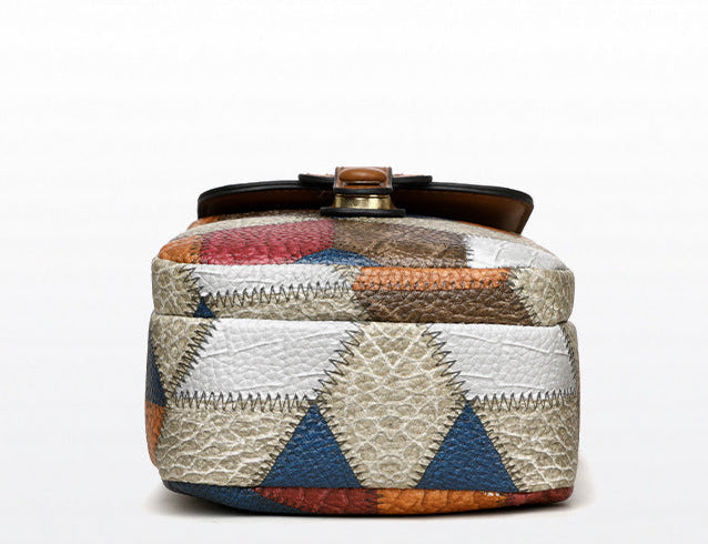 Bagviera compact phone crossbody bag, blue brown patchwork, gallery view 7