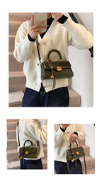 Cora Lock Box Bag, olive outfit
