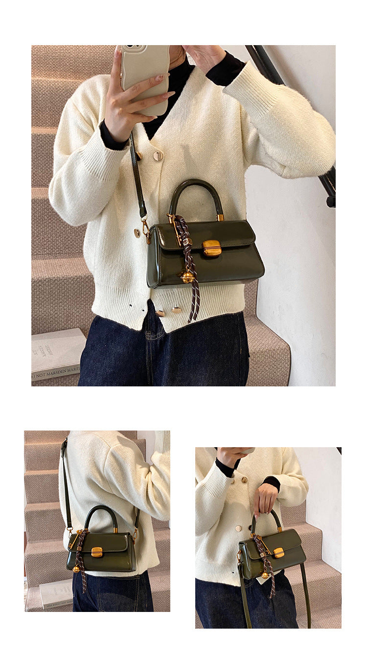 Cora Lock Box Bag, olive outfit