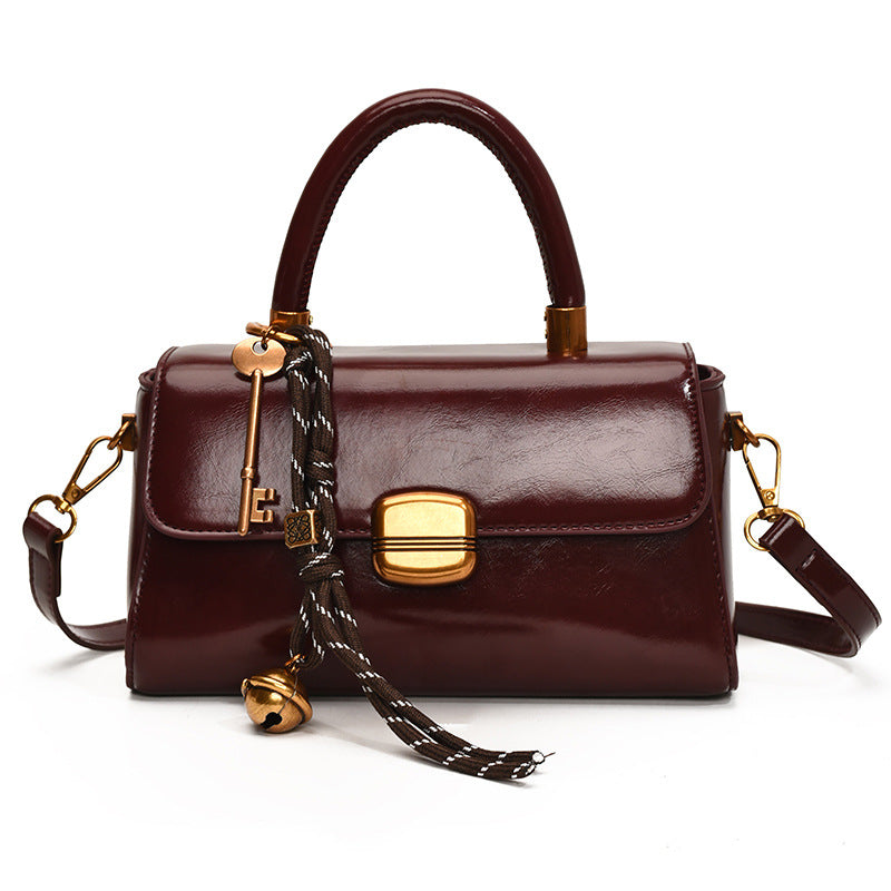 Cora Lock Box Bag, burgundy front