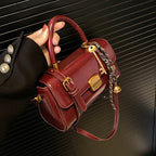 Cora Lock Box Bag, burgundy side