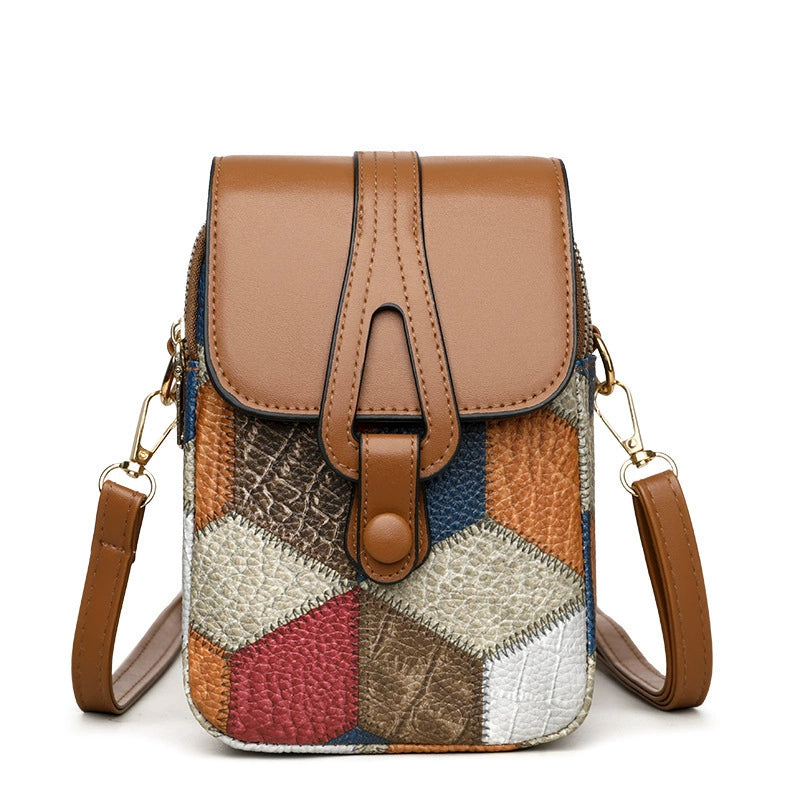 Bagviera compact phone crossbody bag, patchwork detail