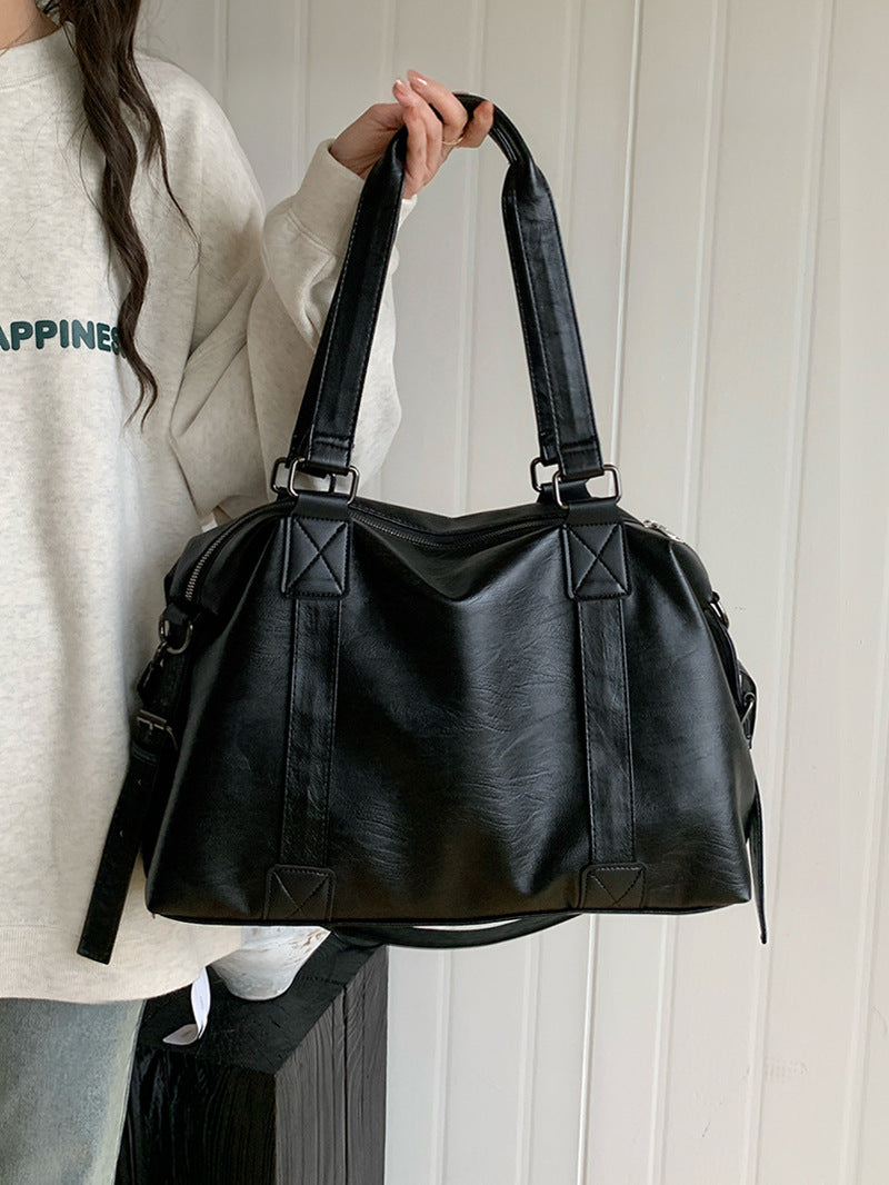 Vale Weekender Tote vale weekender tote black pu front